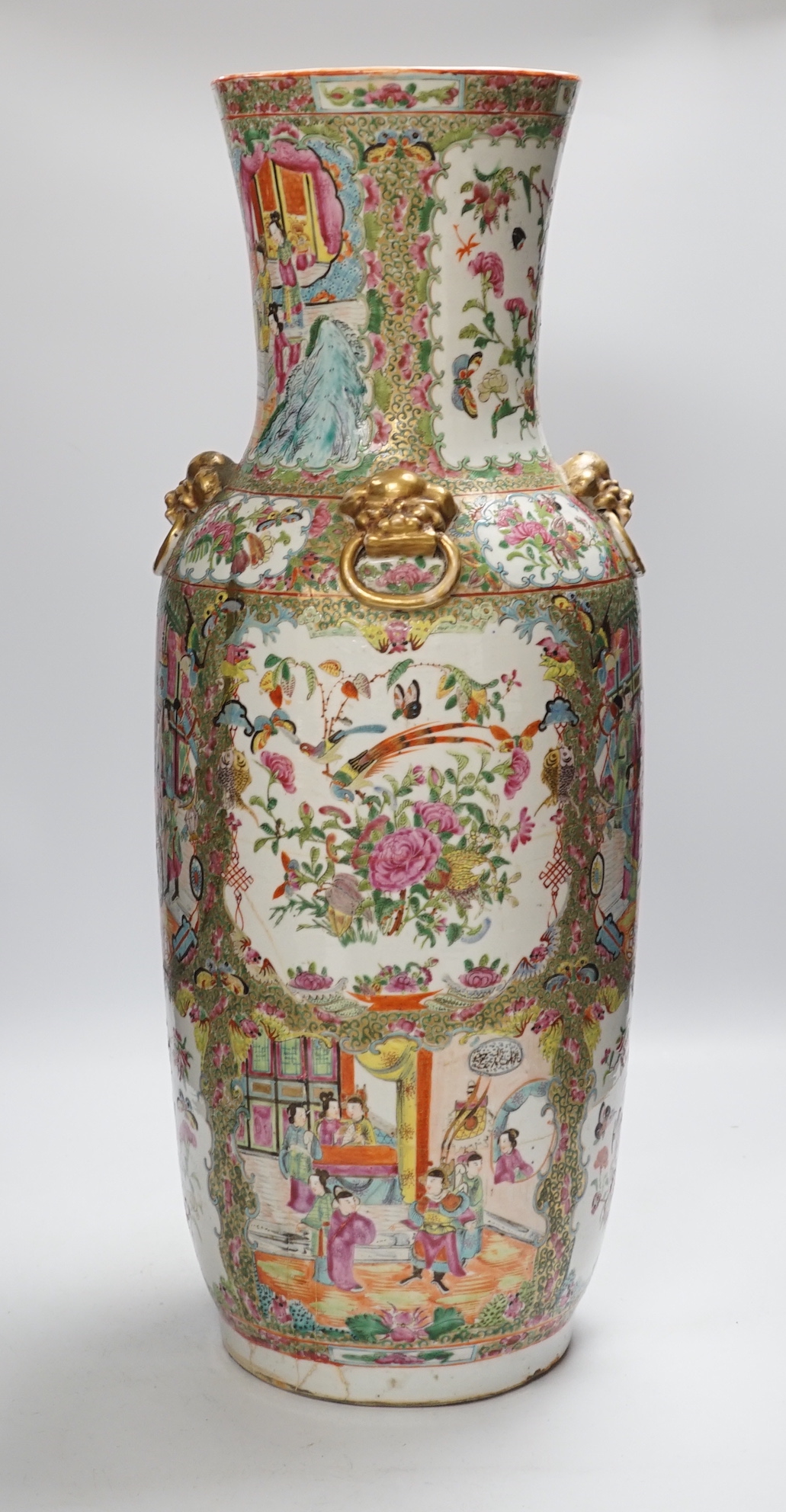 A large Chinese famille rose vase, 19th century, 62.5cm (a.f.)